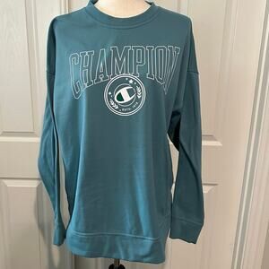Champion Womens Medium Sweatshirt Teal Game‎ Day Oversized Pullover Triple Logo